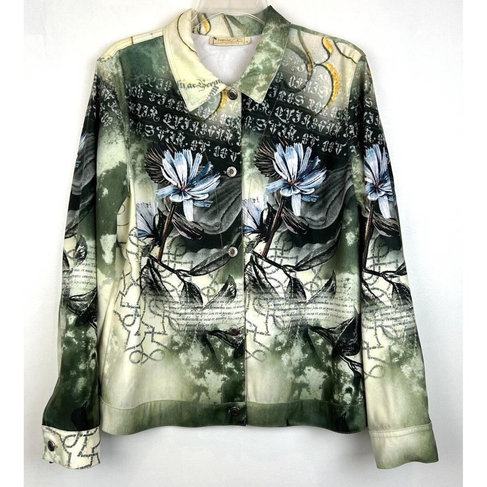 Statement Jacket Womans Large Art to Wear All Over Print Floral Old Money USA